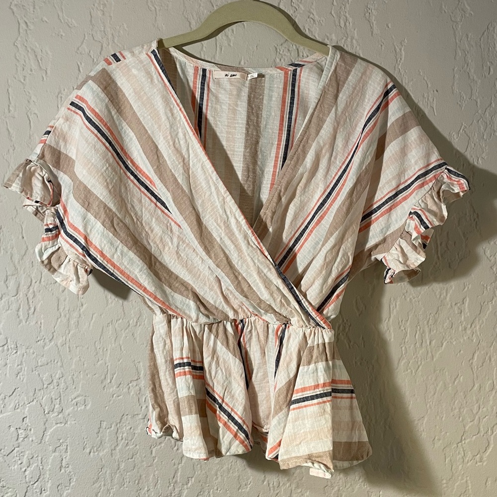 Mi Ami Ruffle Sleeve Wrap Front Top - SM